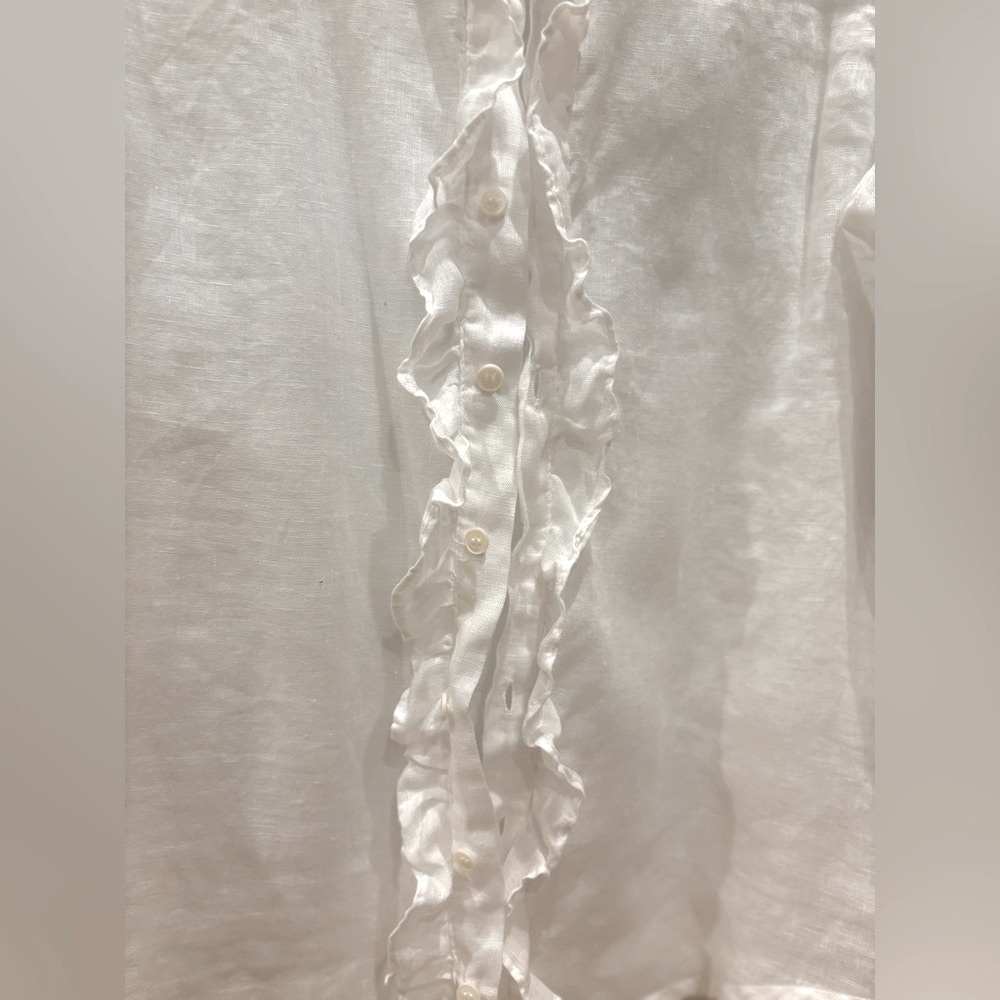 White Ruffled Women's Button Up - image 2